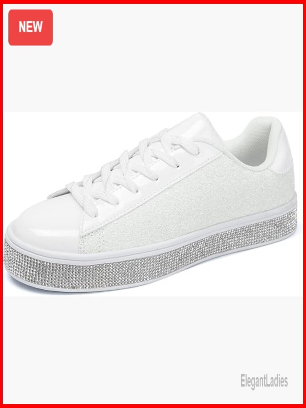 Glitter Sneakers with Rhinestones, Memory Foam Insoles, Wedding & Party Shoes